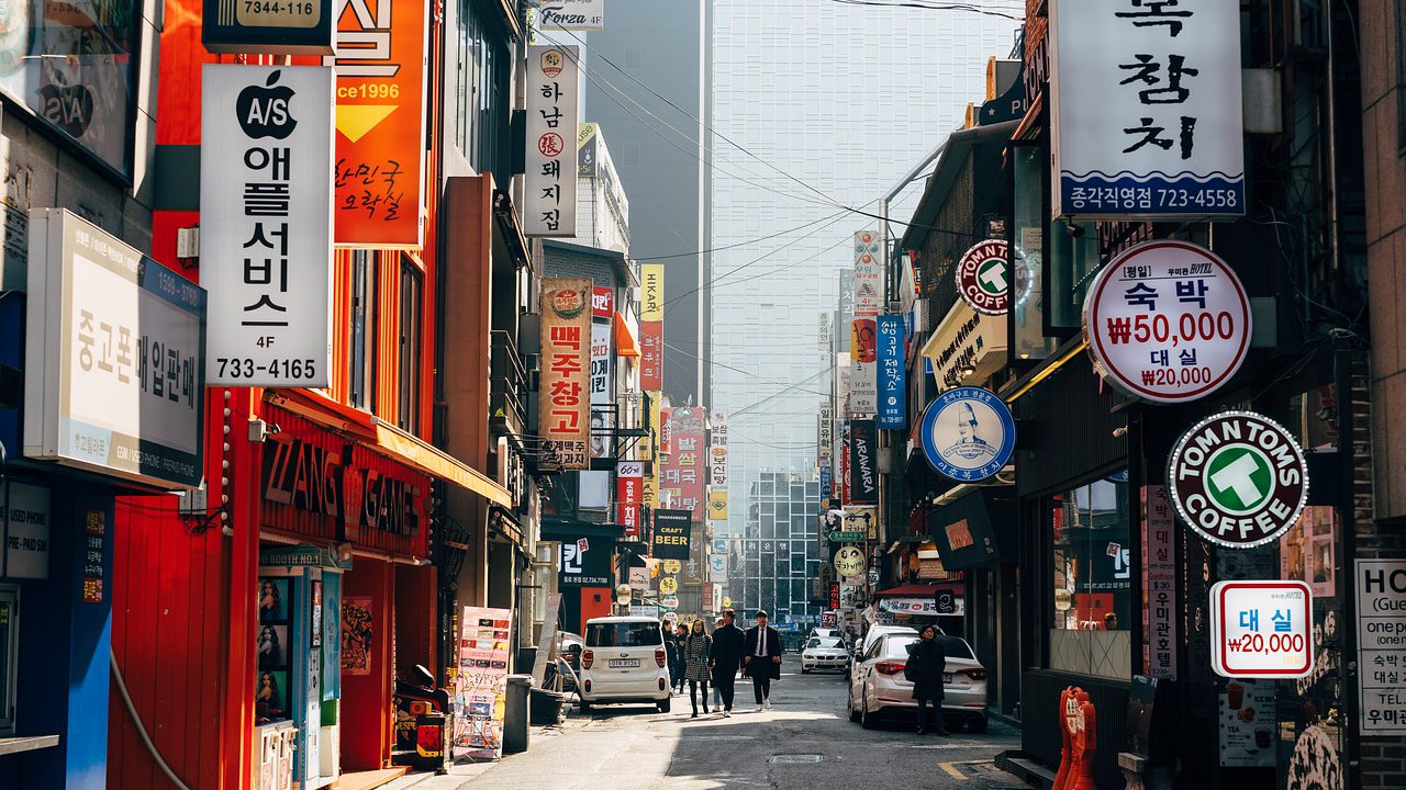 韓国の商店街の風景