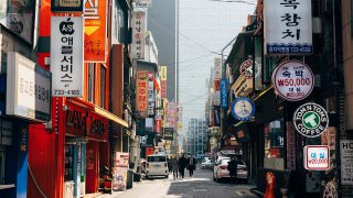 韓国の商店街の風景