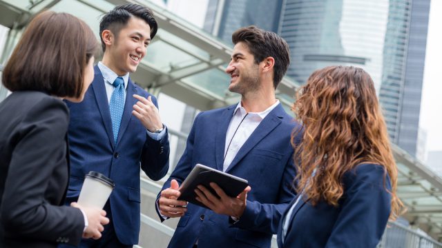 Group of business people working together